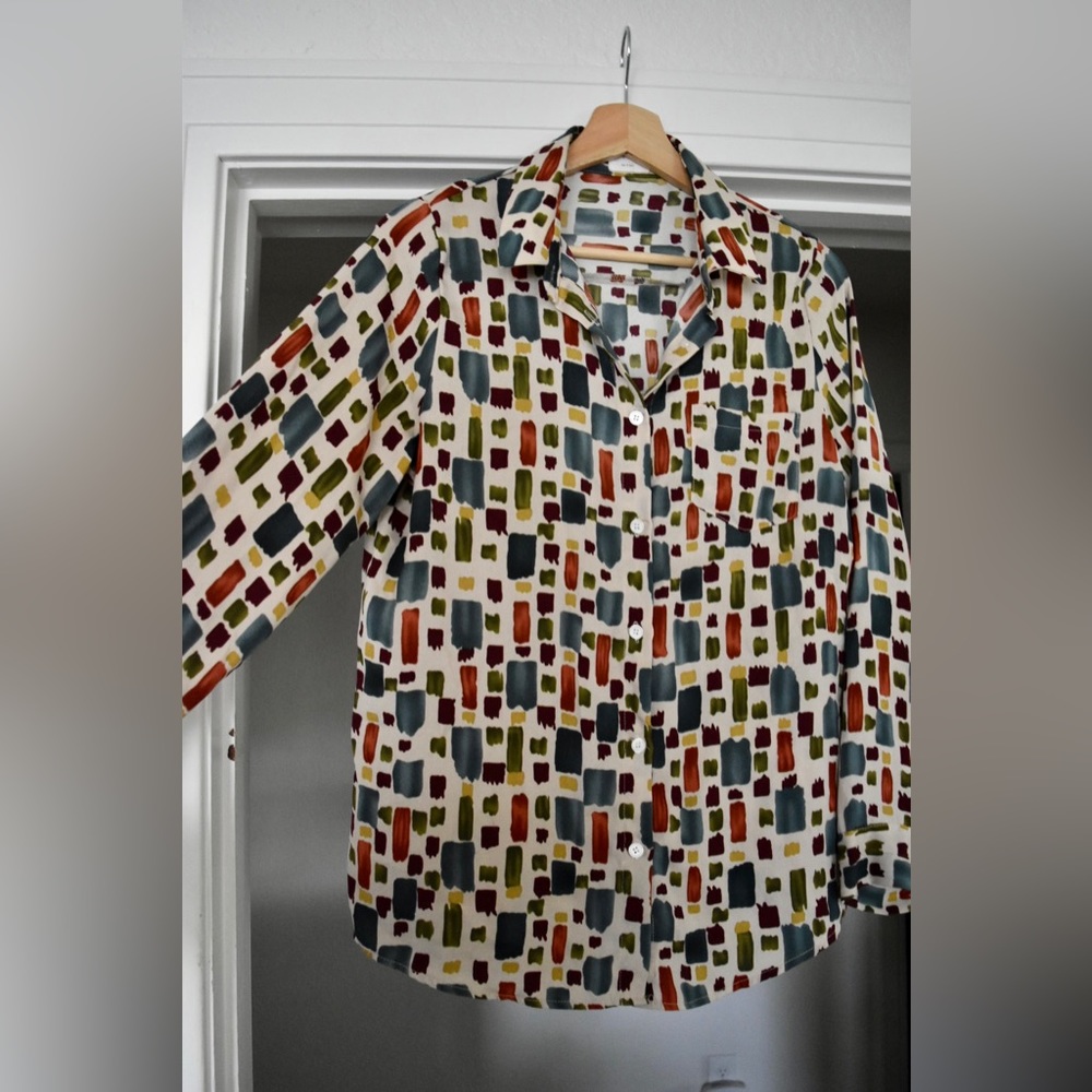 Vintage 70s Geometric Button Down Top